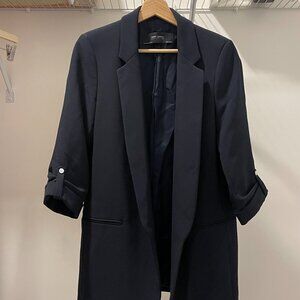 ZARA Basic Blazer with Rolled up Sleeves - Size M - Navy